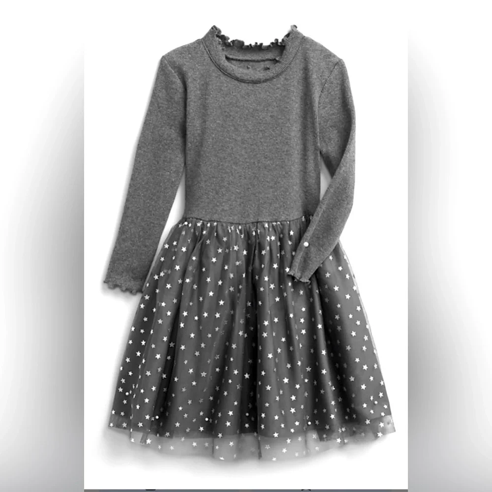 GAP Gray Star Pattern Kids Dress 2T Cotton Blend